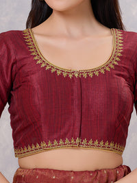 Zari Neckline Embroidery Round Neck Blouse