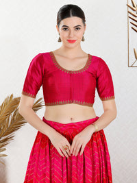 Zari Neckline Embroidery Round Neck Blouse
