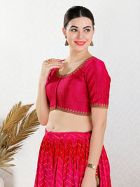 Zari Neckline Embroidery Round Neck Blouse