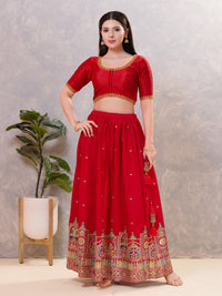 Zari Neckline Embroidery Round Neck Blouse