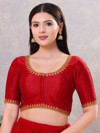 Zari Neckline Embroidery Round Neck Blouse