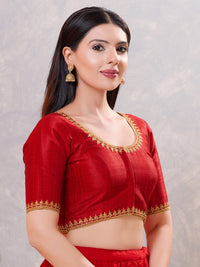 Zari Neckline Embroidery Round Neck Blouse