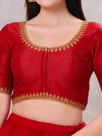 Zari Neckline Embroidery Round Neck Blouse