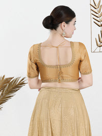 Zari Neckline Embroidery Round Neck Blouse