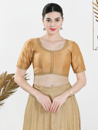 Zari Neckline Embroidery Round Neck Blouse