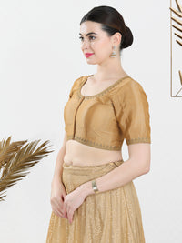 Zari Neckline Embroidery Round Neck Blouse