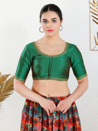 Zari Neckline Embroidery Round Neck Blouse