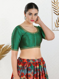 Zari Neckline Embroidery Round Neck Blouse
