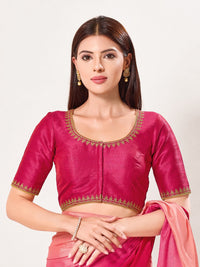 Zari Neckline Embroidery Round Neck Blouse