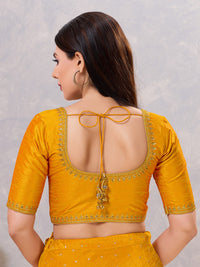 Zari Neckline Embroidery Round Neck Blouse