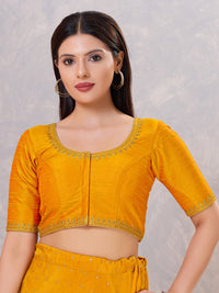 Zari Neckline Embroidery Round Neck Blouse