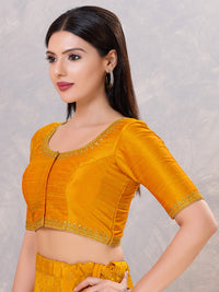 Zari Neckline Embroidery Round Neck Blouse