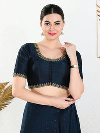 Zari Neckline Embroidery Round Neck Blouse