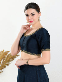 Zari Neckline Embroidery Round Neck Blouse