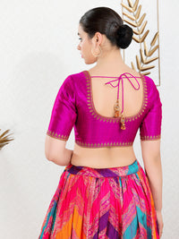 Zari Neckline Embroidery Round Neck Blouse