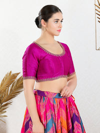 Zari Neckline Embroidery Round Neck Blouse