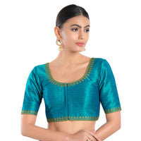 Zari Neckline Embroidery Round Neck Blouse