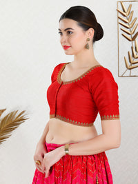 Zari Neckline Embroidery Round Neck Blouse
