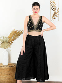 Vamas Machine Emvroidery V Neck Sleeveless Blouse With Waist Yoke