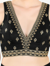 Vamas Machine Emvroidery V Neck Sleeveless Blouse With Waist Yoke