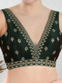 Vamas Machine Emvroidery V Neck Sleeveless Blouse With Waist Yoke