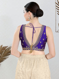 Vamas Machine Emvroidery V Neck Sleeveless Blouse With Waist Yoke