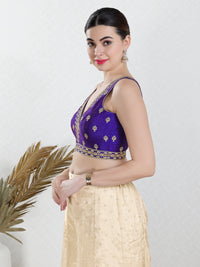 Vamas Machine Emvroidery V Neck Sleeveless Blouse With Waist Yoke