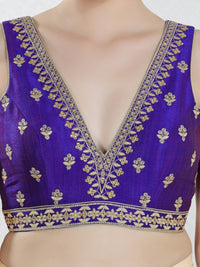 Vamas Machine Emvroidery V Neck Sleeveless Blouse With Waist Yoke