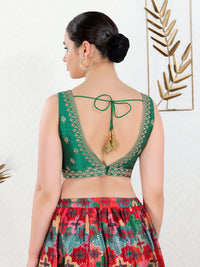 Vamas Machine Emvroidery V Neck Sleeveless Blouse With Waist Yoke