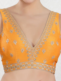 Vamas Machine Emvroidery V Neck Sleeveless Blouse With Waist Yoke