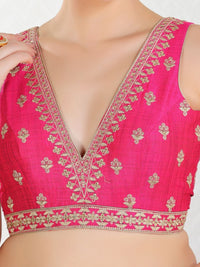 Vamas Machine Emvroidery V Neck Sleeveless Blouse With Waist Yoke