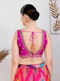 Vamas Machine Emvroidery V Neck Sleeveless Blouse With Waist Yoke