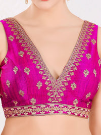 Vamas Machine Emvroidery V Neck Sleeveless Blouse With Waist Yoke