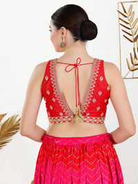 Vamas Machine Emvroidery V Neck Sleeveless Blouse With Waist Yoke