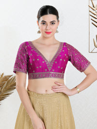 V Neckline And Yoke Embroidered Wedding Wear Blouse