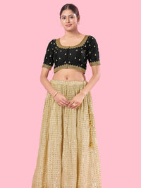 Round Neck Machine Embroidery Wedding Wear Blouse
