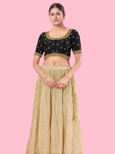 Round Neck Machine Embroidery Wedding Wear Blouse