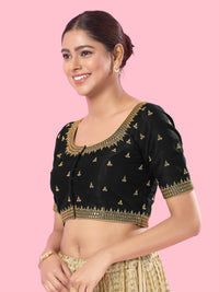 Round Neck Machine Embroidery Wedding Wear Blouse