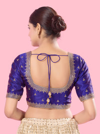 Round Neck Machine Embroidery Wedding Wear Blouse