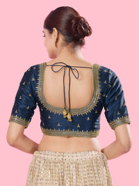 Round Neck Machine Embroidery Wedding Wear Blouse