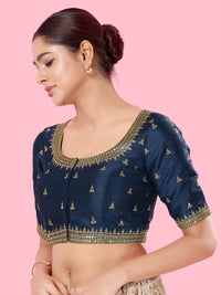 Round Neck Machine Embroidery Wedding Wear Blouse