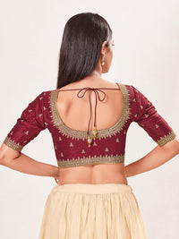 Round Neck Machine Embroidery Wedding Wear Blouse