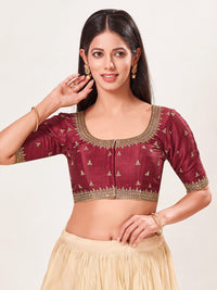 Round Neck Machine Embroidery Wedding Wear Blouse