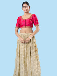 Round Neck Machine Embroidery Wedding Wear Blouse