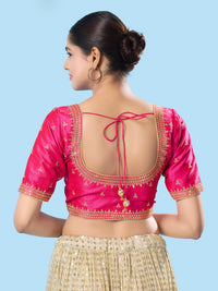 Round Neck Machine Embroidery Wedding Wear Blouse