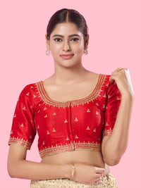 Round Neck Machine Embroidery Wedding Wear Blouse