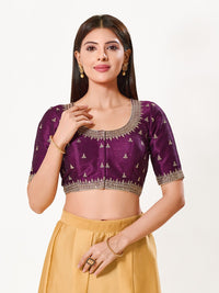 Round Neck Machine Embroidery Wedding Wear Blouse