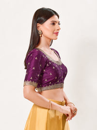 Round Neck Machine Embroidery Wedding Wear Blouse