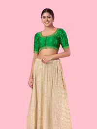 Round Neck Machine Embroidery Wedding Wear Blouse