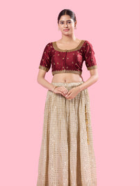 Round Neck Machine Embroidery Wedding Wear Blouse